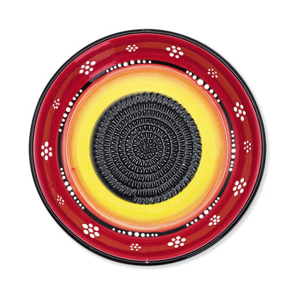 Garlic Grater Bowl, Daisy Red Grater Plate, 7" Ceramic Garlic Grinder, Decorative Grater Bowl
