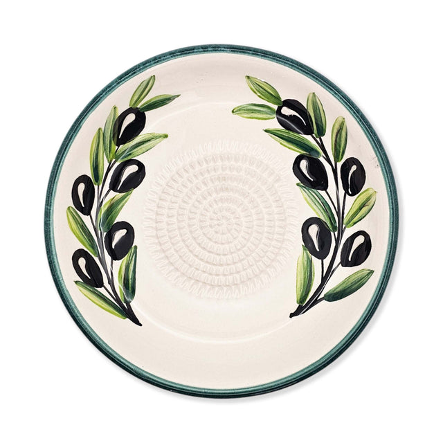 Garlic Grater Bowl, Olive Branch Design Grater Plate, 7" Ceramic Garlic Grinder Bowl