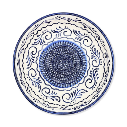 Garlic Grater Bowl, Navy Wave Grater Plate, 7" Ceramic Garlic Grinder, Decorative Grater Bowl