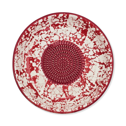 Garlic Grater Bowl, Red Sponge Grater Plate, 7" Ceramic Garlic Grinder, Decorative Grater Bowl