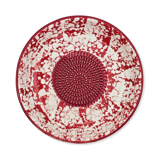 Garlic Grater Bowl, Red Sponge Grater Plate, 7" Ceramic Garlic Grinder, Decorative Grater Bowl