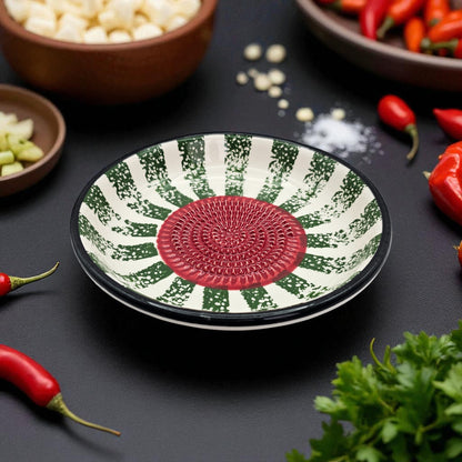 Garlic Grater Bowl, Watermelon Design Grater Plate, 7" Ceramic Garlic Grinder, Decorative Grater Bowl