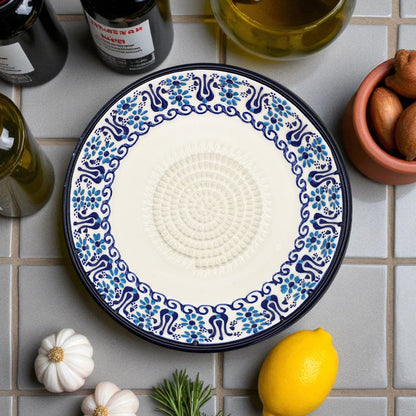 Garlic Grater Bowl, Sultan's Dream Grater Plate, 7" Ceramic Garlic Grinder, Decorative Grater Bowl