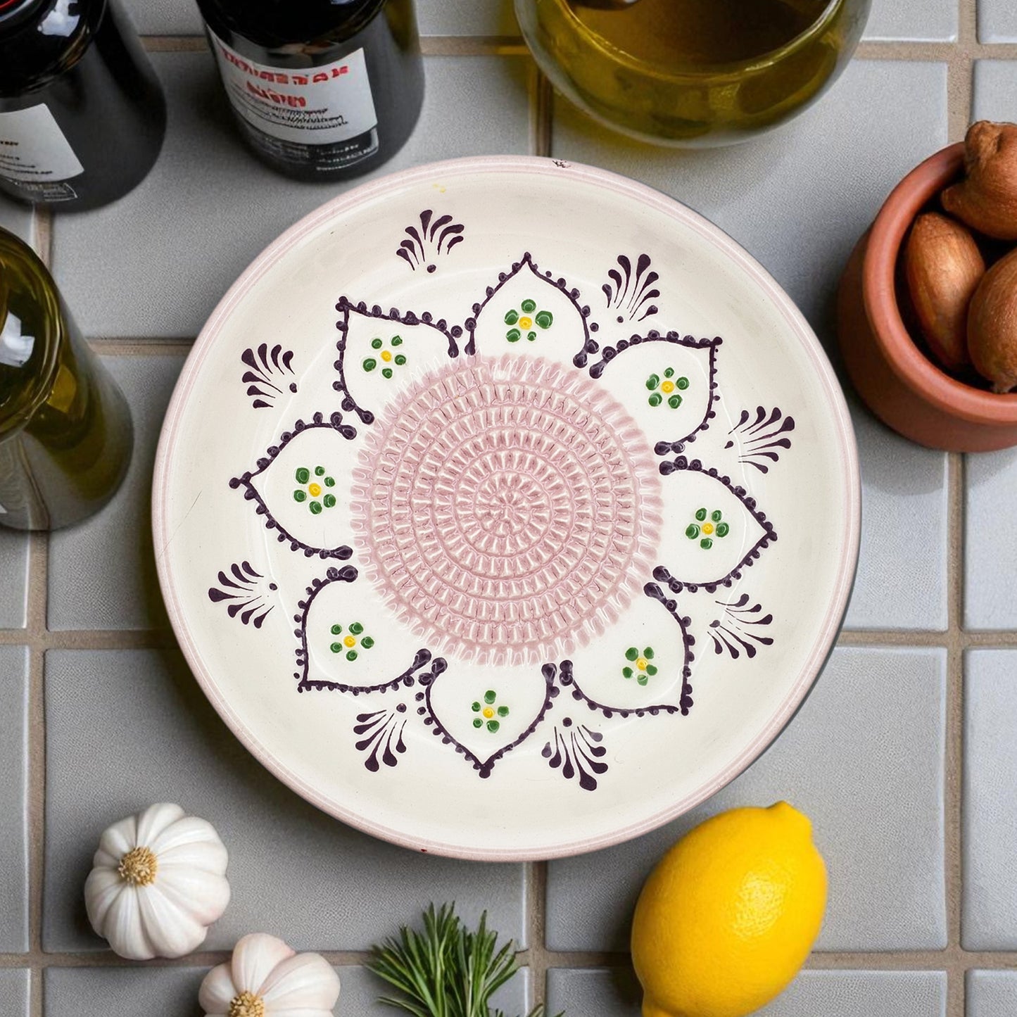 Garlic Grater Bowl, Purple Dream Grater Plate, 7" Ceramic Garlic Grinder, Decorative Grater Bowl