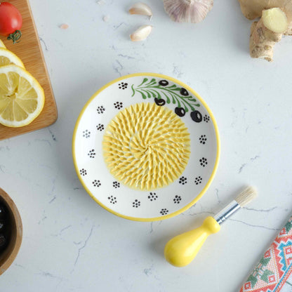 Ceramic Garlic Grater Plate, Handmade Grater Plate, 6" Ceramic Garlic Grinder, Decorative Garlic Mincer