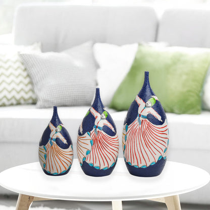 Handmade Ceramic Bottle, Sufi Mevlevi Decorative Bottle, Decorative Vase Set of 3