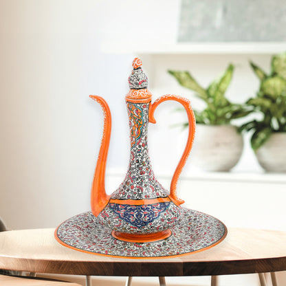 Handmade Ceramic Ewer, Ottoman Style Decorative Ewer Set, Decorative Pitcher