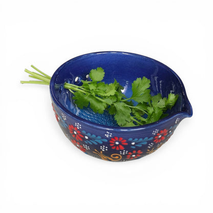 Herb Stripper Bowl & Garlic Grater  – Ceramic Ginder Bowl for Herbs, Ginger & Parmesan