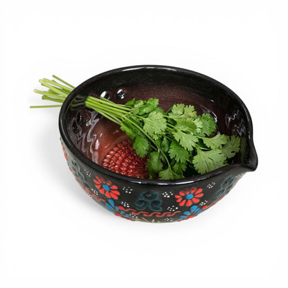Herb Stripper Bowl & Garlic Grater  – Ceramic Ginder Bowl for Herbs, Ginger & Parmesan