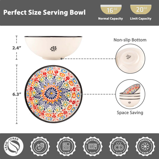 Infographic of a serving bowl with measurements, capacity details, and features.