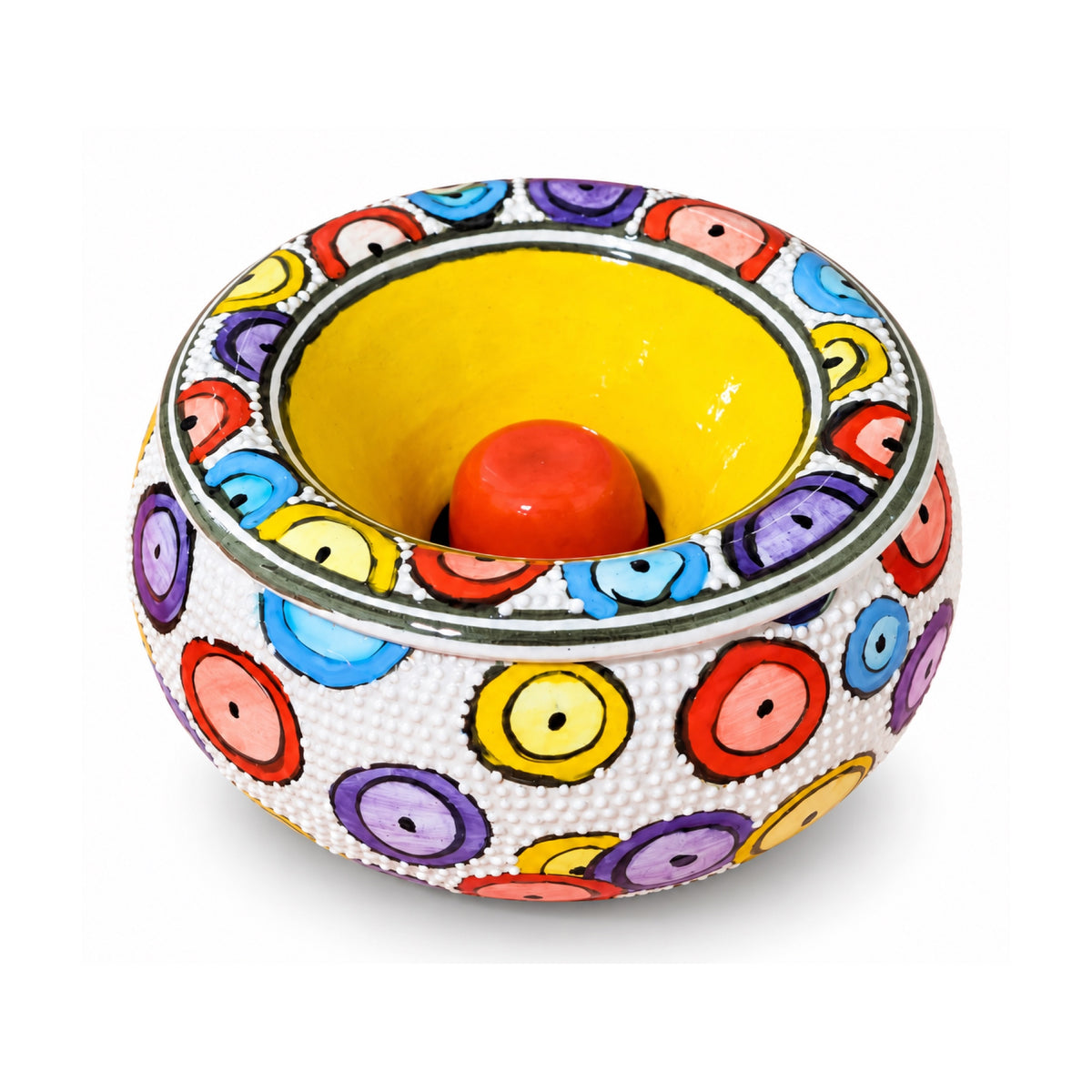 Handmade Ceramic Ashtray with Lid, 5 Inch Hand Painted Floral Outdoor Ashtray