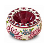 Handmade Ceramic Ashtray with Lid, 5 Inch Hand Painted Ivory Pink Lotus Outdoor Ashtray