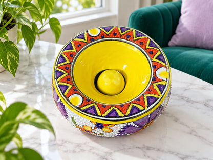 Handmade Ceramic Ashtray with Lid, 5 Inch Hand Painted Floral Outdoor Ashtray