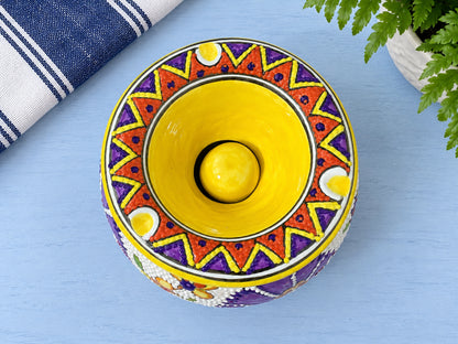 Handmade Ceramic Ashtray with Lid, 5 Inch Hand Painted Floral Outdoor Ashtray