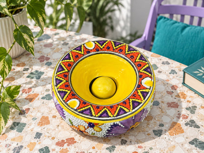 Handmade Ceramic Ashtray with Lid, 5 Inch Hand Painted Floral Outdoor Ashtray