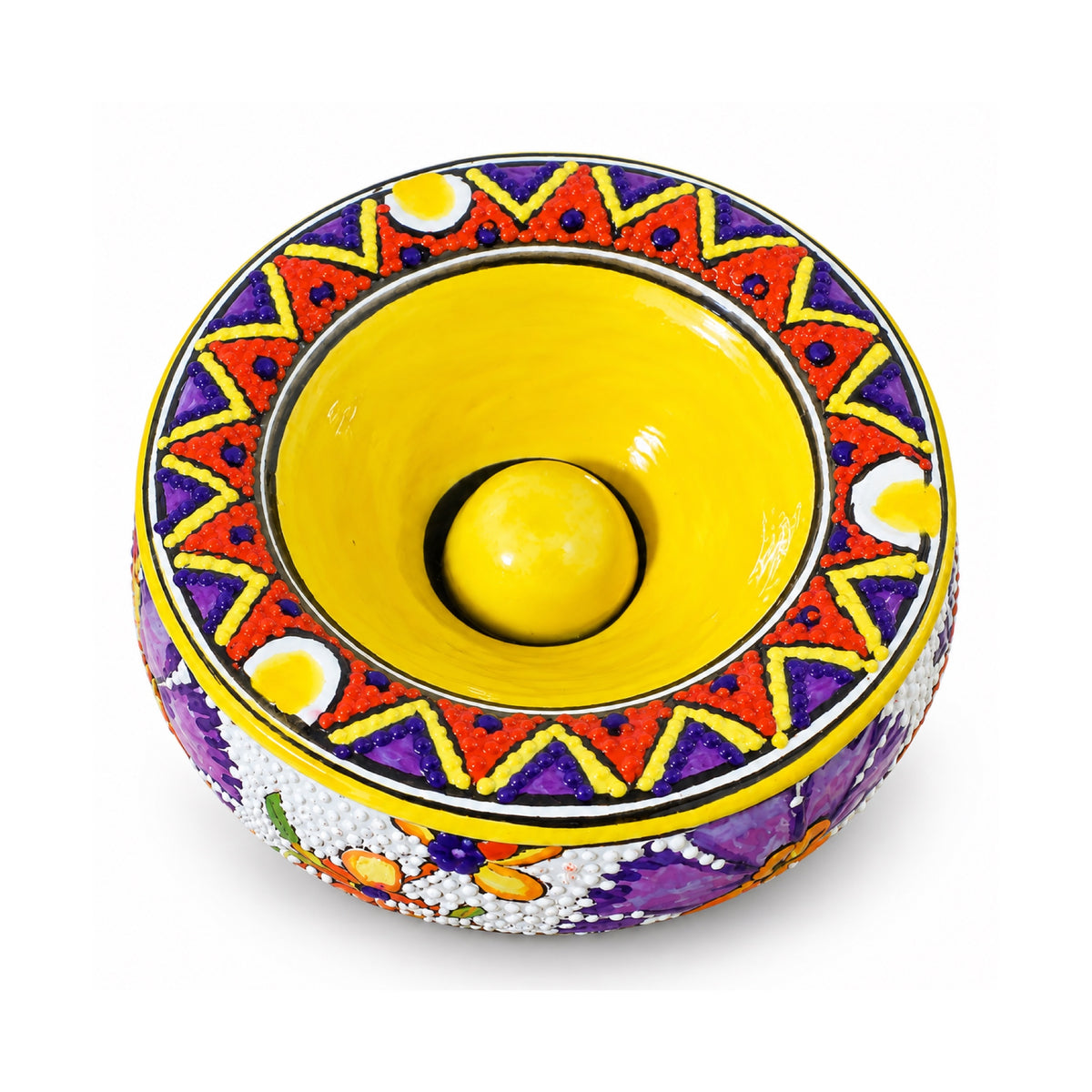 Handmade Ceramic Ashtray with Lid, 5 Inch Hand Painted Floral Outdoor Ashtray