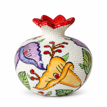 Ceramic Pomegranate Vase, 4 Inch Textured Decorative Ornament