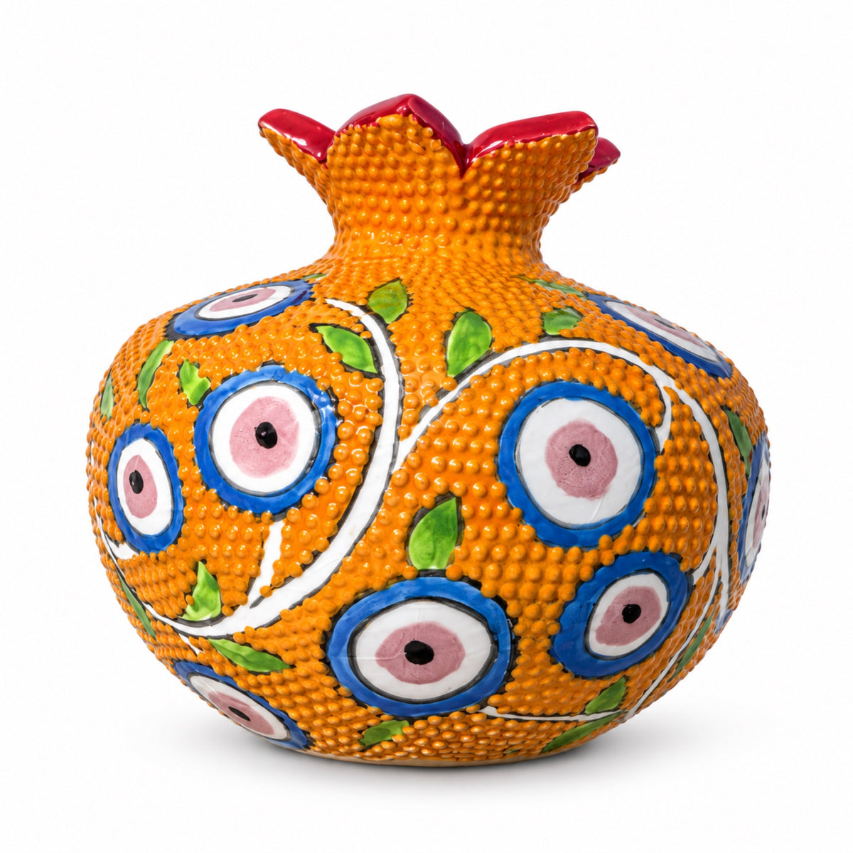 Ceramic Pomegranate Vase, 4 Inch Textured Decorative Ornament