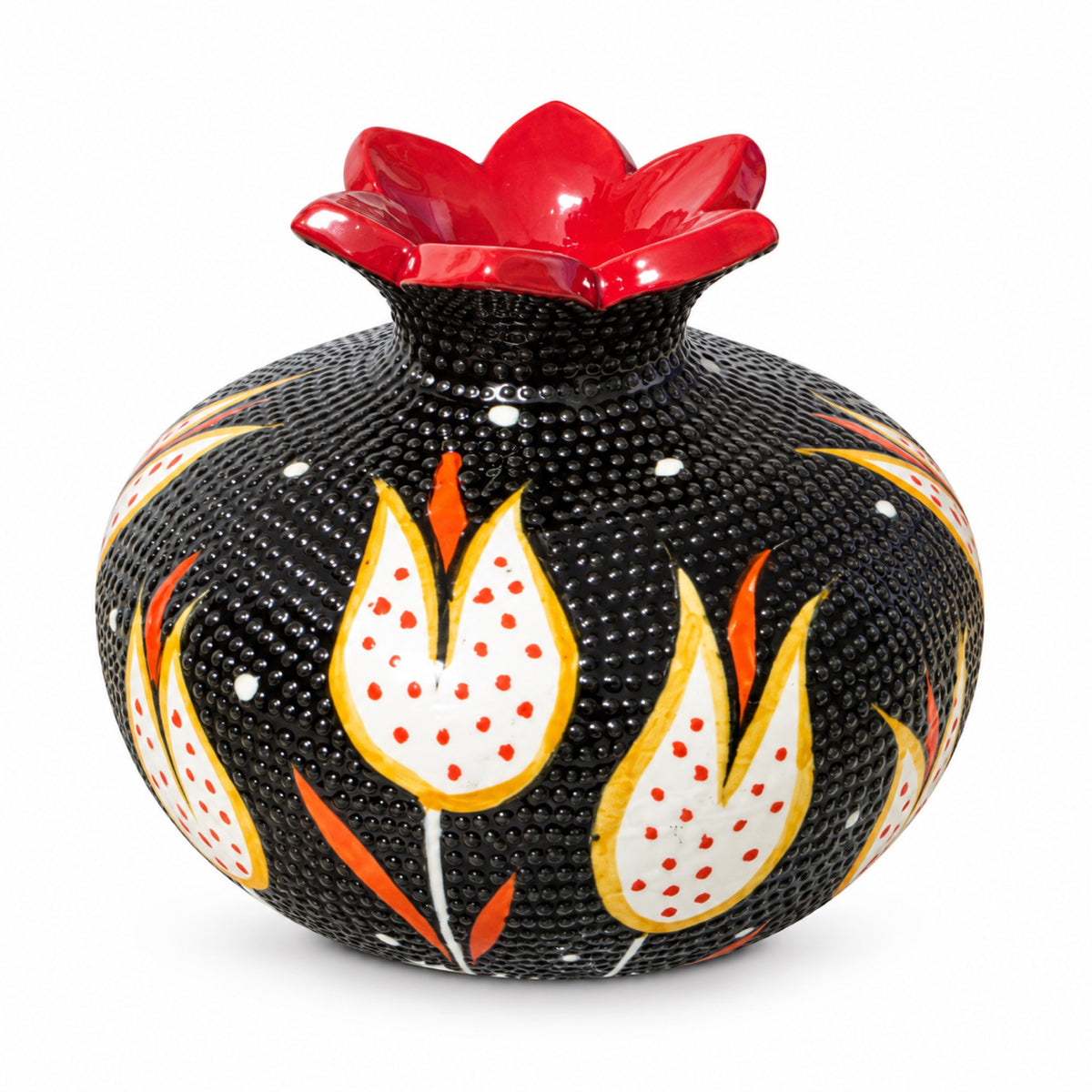 Midnight Black Tulip ceramic pomegranate vase decorative ornament