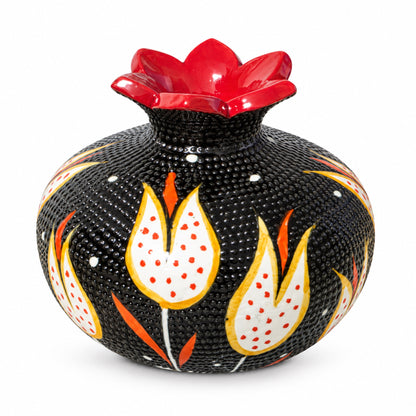 Ceramic Pomegranate Vase, 4 Inch Textured Decorative Ornament