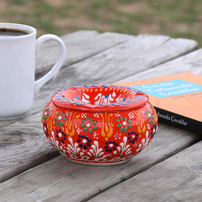 Handmade Ceramic Ashtray with Lid, Decorative Ashtray