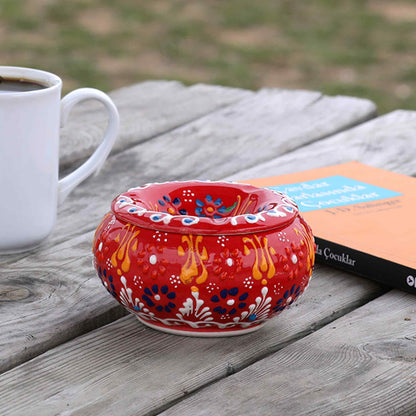 Handmade Ceramic Ashtray with Lid, Decorative Ashtray