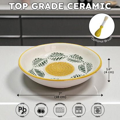 Garlic Grater Bowl, Tropical Yellow Plate, 7" Ceramic Garlic Grinder, Decorative Grater Bowl