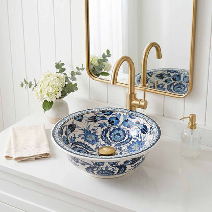 Iznik Heritage Ceramic Vessel Sink, Handpainted Bathroom Basin