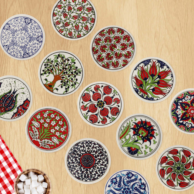 Handmade Ceramic Coasters – 4" Round Turkish Trivets