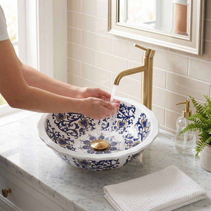 Royal Arabesque Ceramic Vessel Sink, Handpainted Bathroom Basin