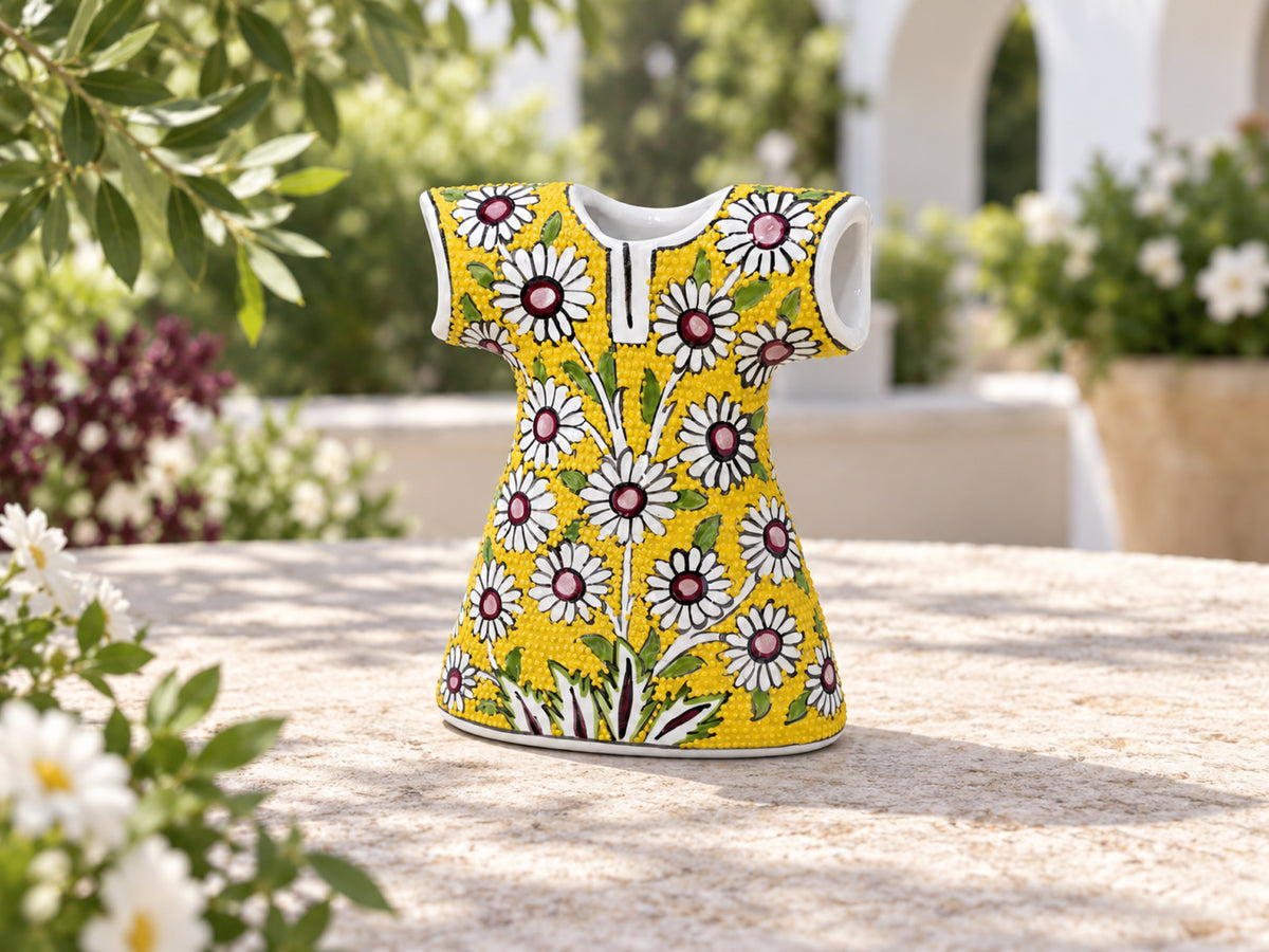 11-Piece Yellow Floral Ceramic Home Decor Set – Decorative Vases, Jars & Ornaments