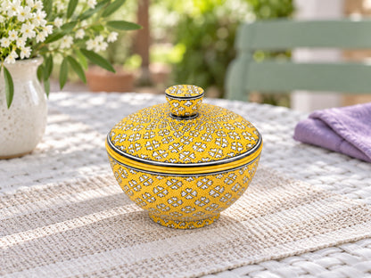 11-Piece Yellow Floral Ceramic Home Decor Set – Decorative Vases, Jars & Ornaments