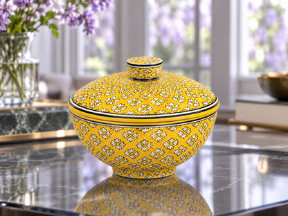 11-Piece Yellow Floral Ceramic Home Decor Set – Decorative Vases, Jars & Ornaments